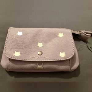 Cat Wristlet purple golden cats